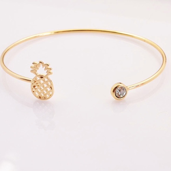 Gold Pineapple Open Cuff Bracelet - Picture 4 of 4