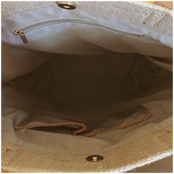 🆕 Natural Fiber Lined Woven Tote Bag  w/ Tassels - Picture 4 of 4