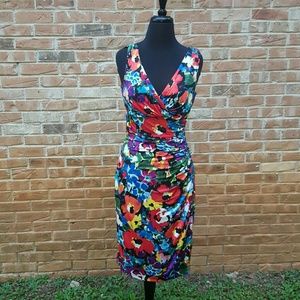 Ralph Lauren Floral Print Jersey Knit Pencil Dress