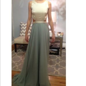 WORN ONCE!!! Allison Parris blush (not blue) gown!