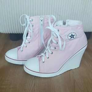 Chuck Taylor Like Platform Sneakers - Baby Pink