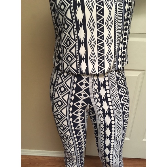 Navy & White Jumpsuit •