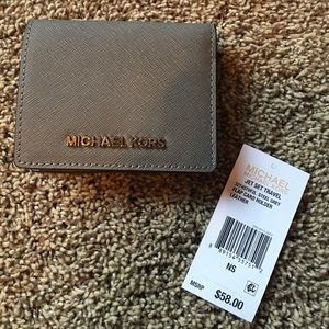 Michael Kors Steel Grey Flap Card Holder