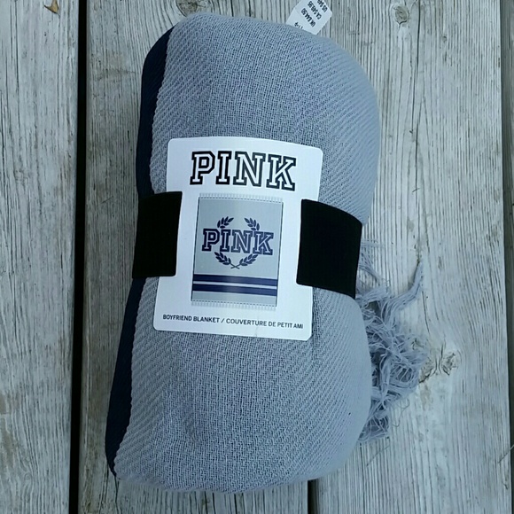 PINK Boyfriend Blanket Gray/Blue BNWT