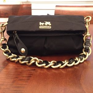 Black Coach Foldover Amanda Clutch