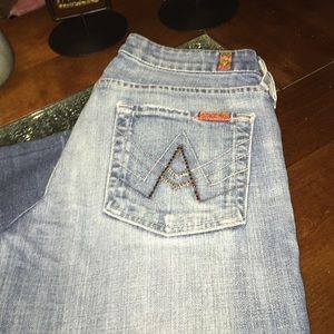 Medium Wash Embellished 7 Jeans