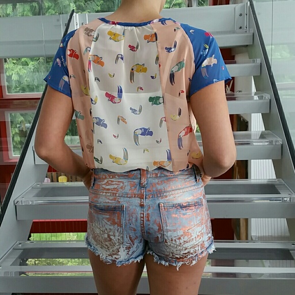 Metallic denim shorts  NWOT - Picture 2 of 4