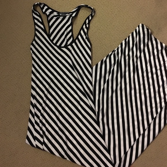 Black and white stripe maxi dress