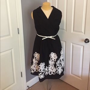 Black and White Belted Dress