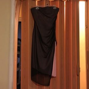 Black and pink strapless dress