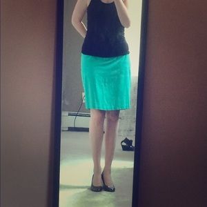 Turquoise pencil skirt