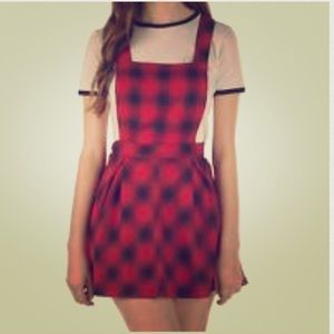 NWT VANS overall plaid dress M