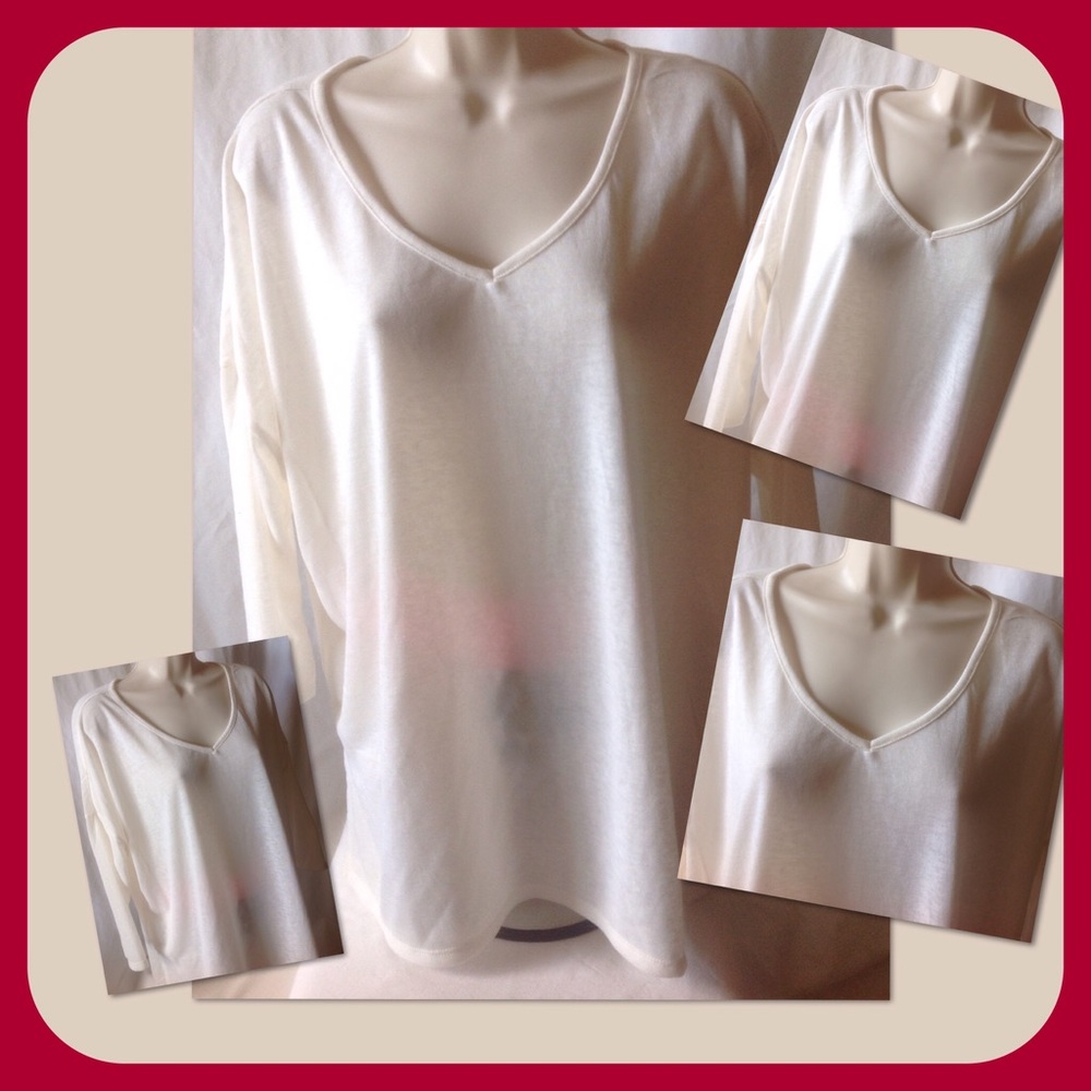 Cream V-Neck Top