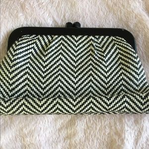 French Connection basket weave clutch