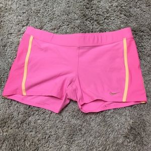 Pink and Yellow Nike Booty Shorts