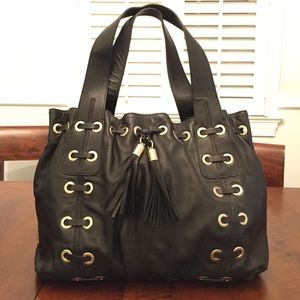 Large Black Michael Kors Grommet Shoulder Bag