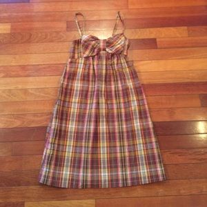 Plaid bow strappy dress women's size small