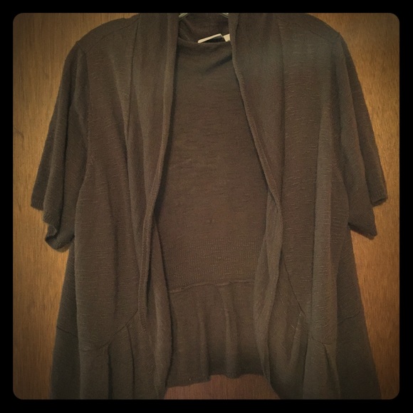 Brown short sleeve cardigan