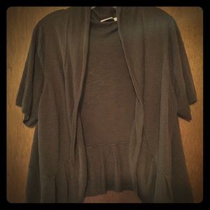 Brown short sleeve cardigan