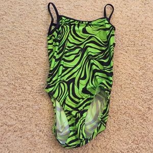 Lime Green and Black Swirl Gymnastics Leotard