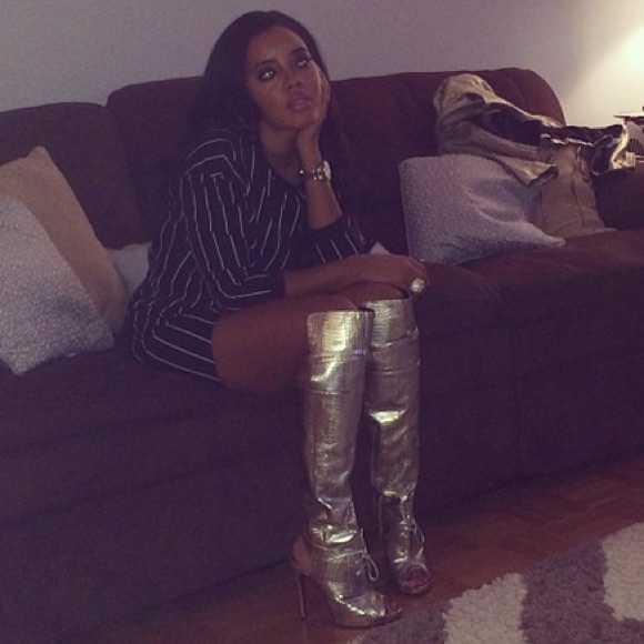 London trash/zigi girl silver snake print boots