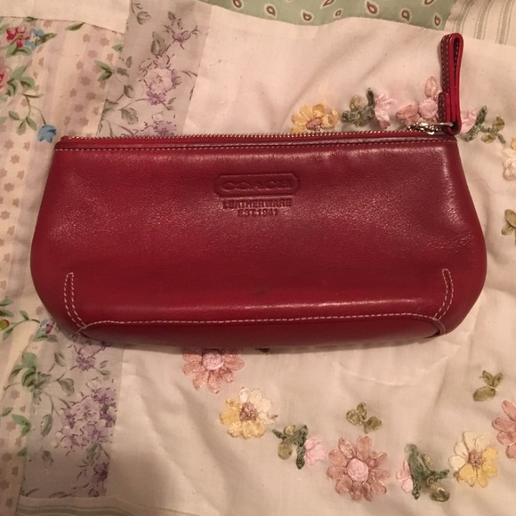 Red Coach cosmetic bag/ small clutch