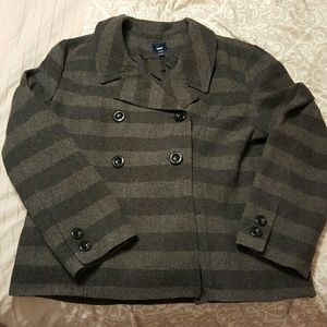 GAP gray striped pea coat- like new