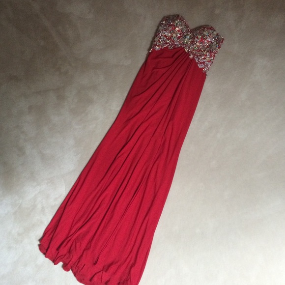 Samila & Co Strapless Red Prom Dress