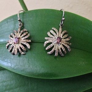 Sterling silver  earrings with pink tourmalines.