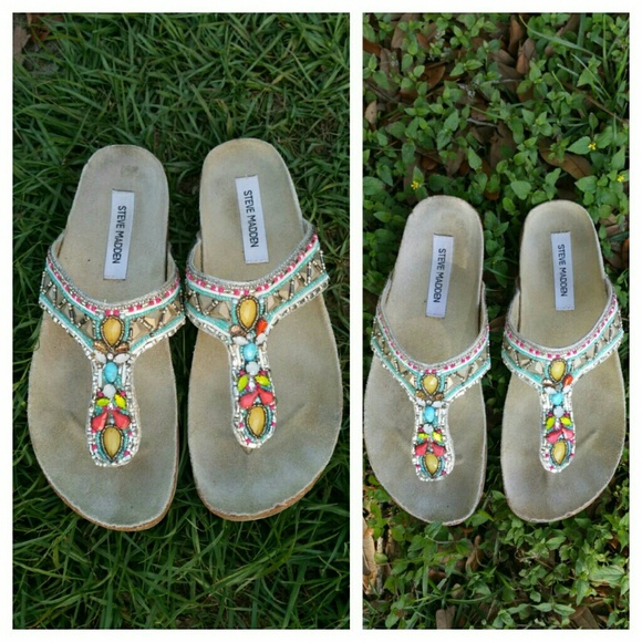 Steve Madden beautiful beaded Sandal Fits 8 Fiesta - Picture 4 of 4