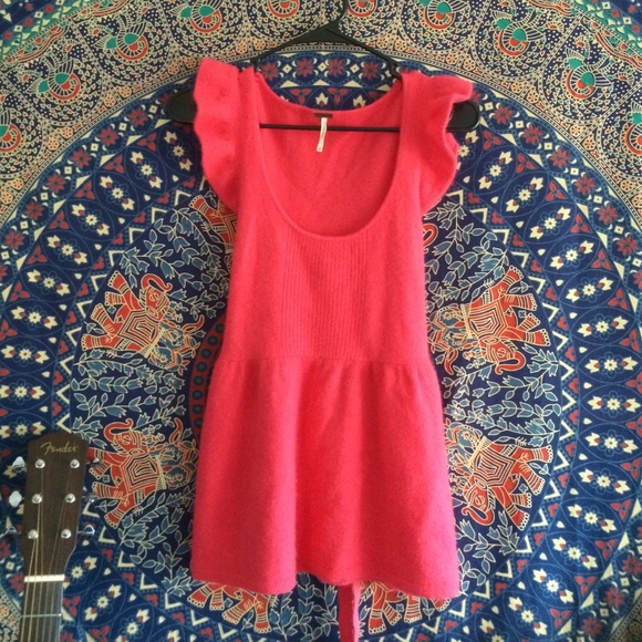 Free People hot pink sweater blouse.