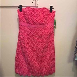 NWT Lilly Pulitzer Bowen Lace Strapless Dress Pink
