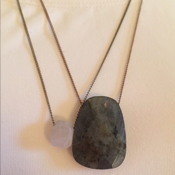 SALE! Double Pendant Necklace - Genuine Stone