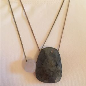 SALE! Double Pendant Necklace - Genuine Stone