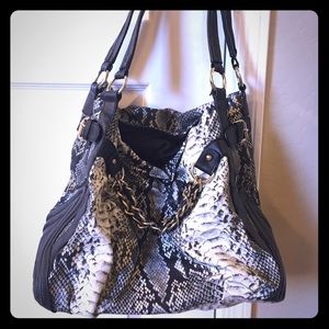 Black and White Snakeskin Shoulder Bag Purse