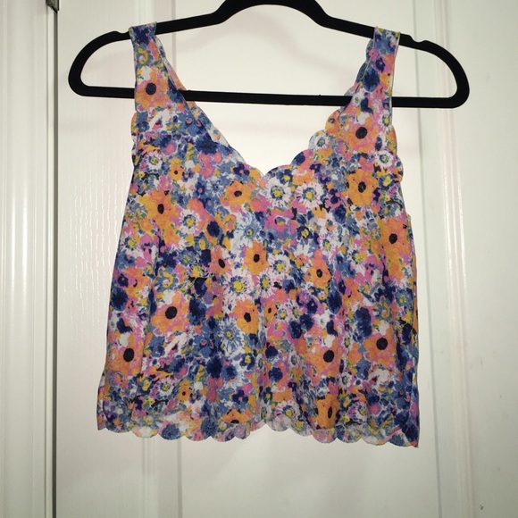 Topshop floral print tank/crop top