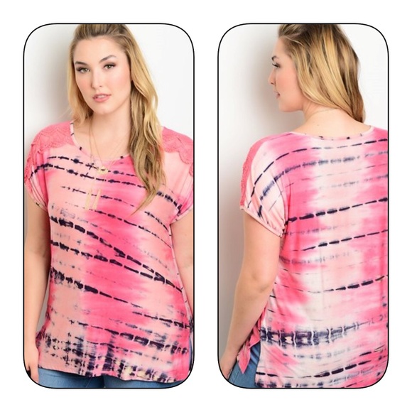 pink/navy plus size tie dye top! - Picture 4 of 4