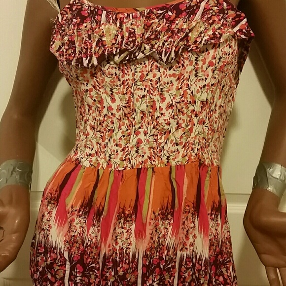 Xhilaration Pink orange white floral print dress - Picture 3 of 4