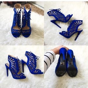 Cobalt blue, laser cut heels