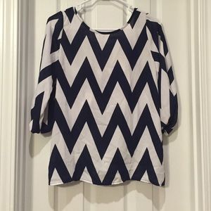 Navy and white chevron blouse