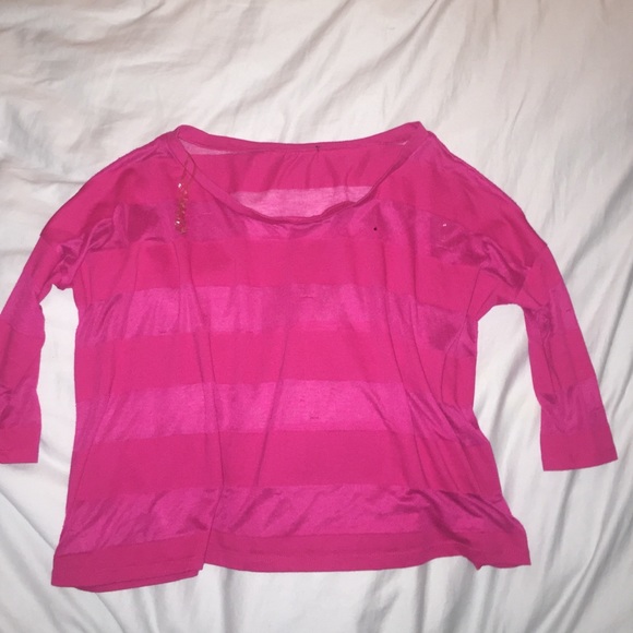 Hot pink stripe crop top