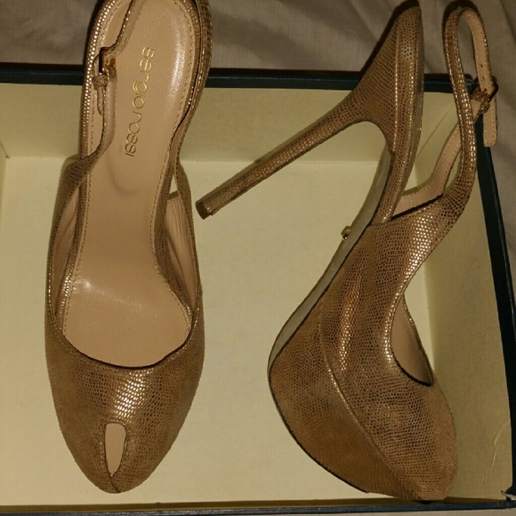 Sergio Rossi 5 inch peep toe platform sling back