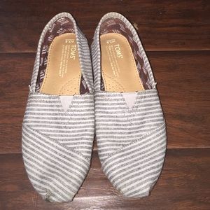 Women's TOMS moustache blue slip on shoes