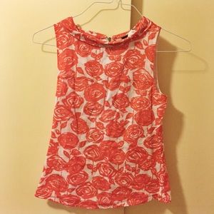 J. Crew Rose Print Sleeveless Cotton Blouse
