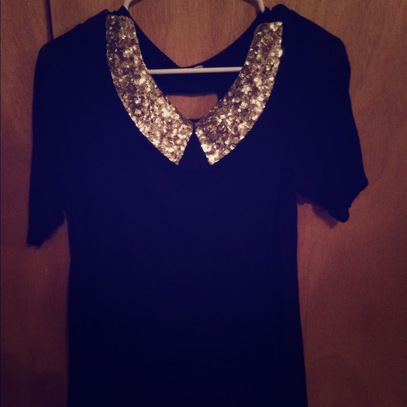 Black Blouse with Gold Collar - Picture 1 of 2