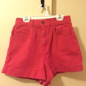 American Apparel Red High-Waisted Denim Shorts