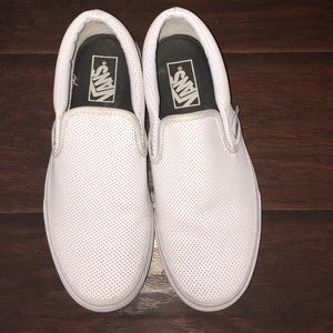 White perforated leather slip on Vans