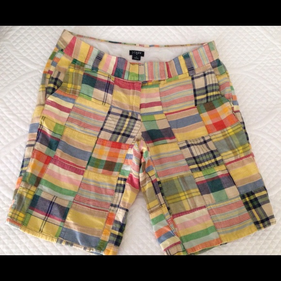 **SOLD **J CREW Madras Patchwork Bermuda Shorts