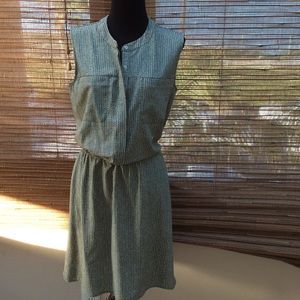 Green & white dress.