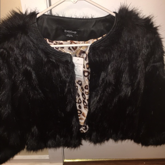Bebe Black faux fur jacket